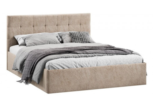 Кровать «Джоли» Тип 1 (без подъемного механизма) Микровелюр Wellmart Dark Beige 