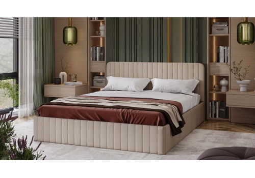 Кровать с ПМ «Шелли» Тип 1 (с подъемным механизмом) с заглушиной Велюр Confetti Cream